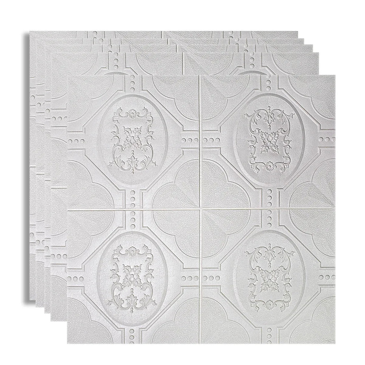 Set 5 x Tapet 3D Autoadeziv, design modern, rezistent la umezeala, usor de curatat, 70x70cm, Naimeed D4746, Alb