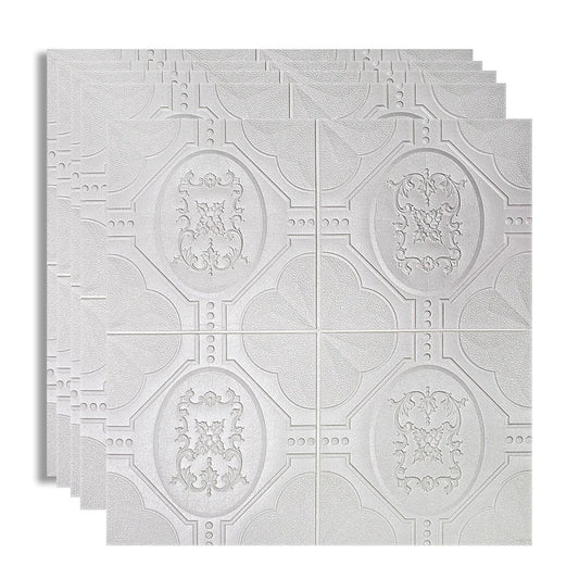 Set 5 x Tapet 3D Autoadeziv, design modern, rezistent la umezeala, usor de curatat, 70x70cm, Naimeed D4746, Alb