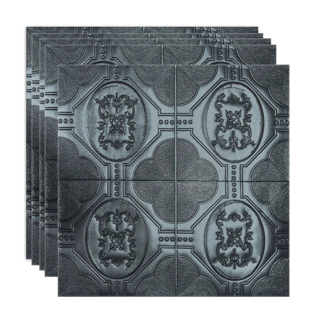 Set 5 x Tapet 3D Autoadeziv, design modern, rezistent la umezeala, usor de curatat, 70x70cm, Naimeed D4750, Negru