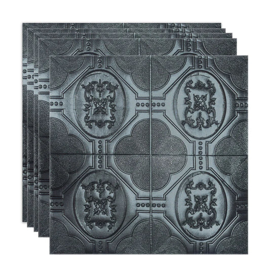 Set 5 x Tapet 3D Autoadeziv, design modern, rezistent la umezeala, usor de curatat, 70x70cm, Naimeed D4750, Negru