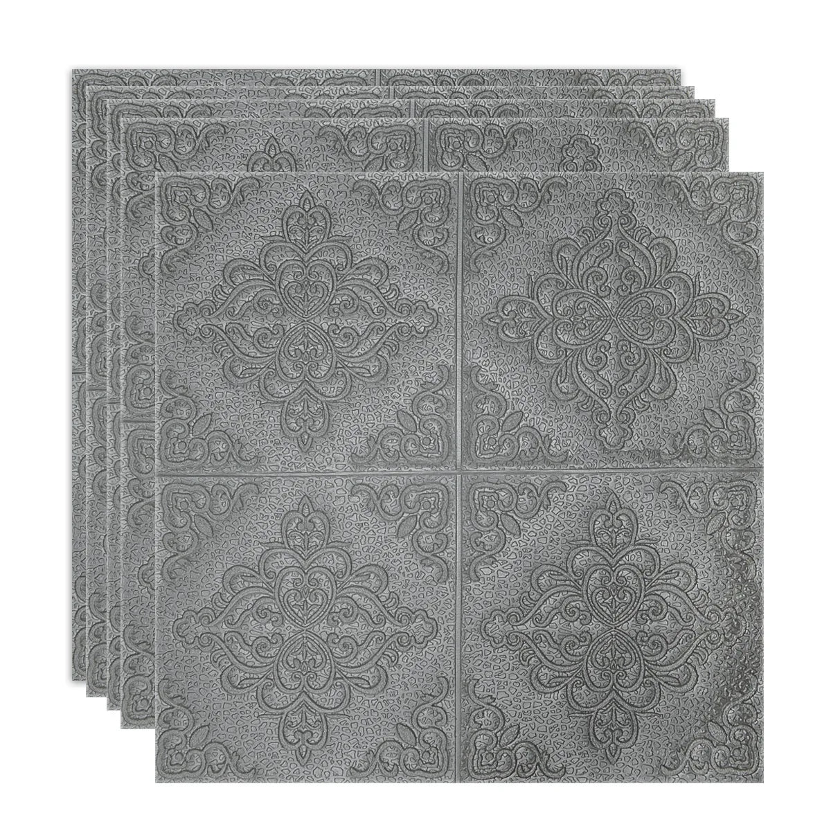 Set 5 x Tapet 3D Autoadeziv, design modern, rezistent la umezeala, usor de curatat, 70x70cm, Naimeed D4752, Argintiu