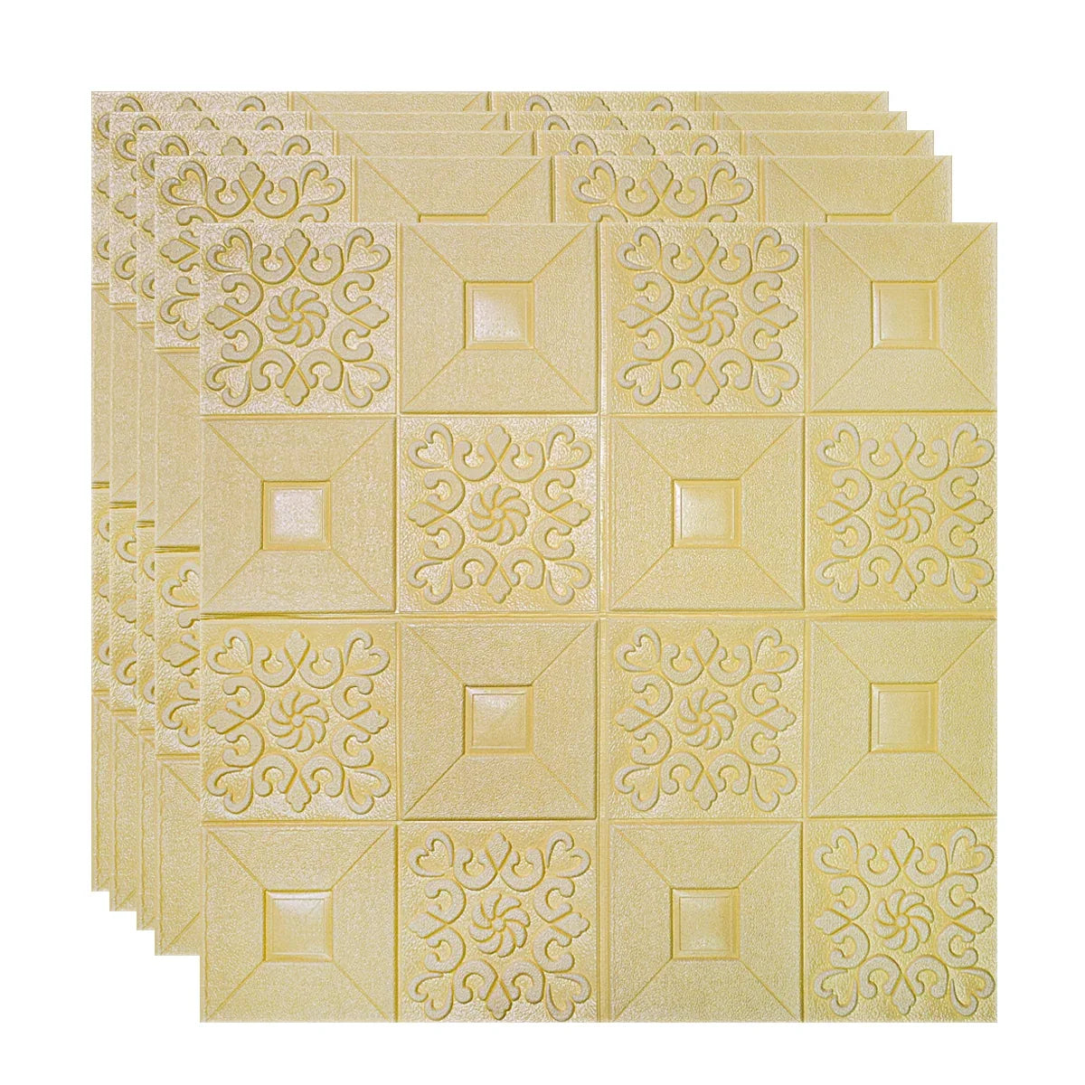 Set 5 x Tapet 3D Autoadeziv, design modern, rezistent la umezeala, usor de curatat, 70x70cm, Naimeed D4764, Galben