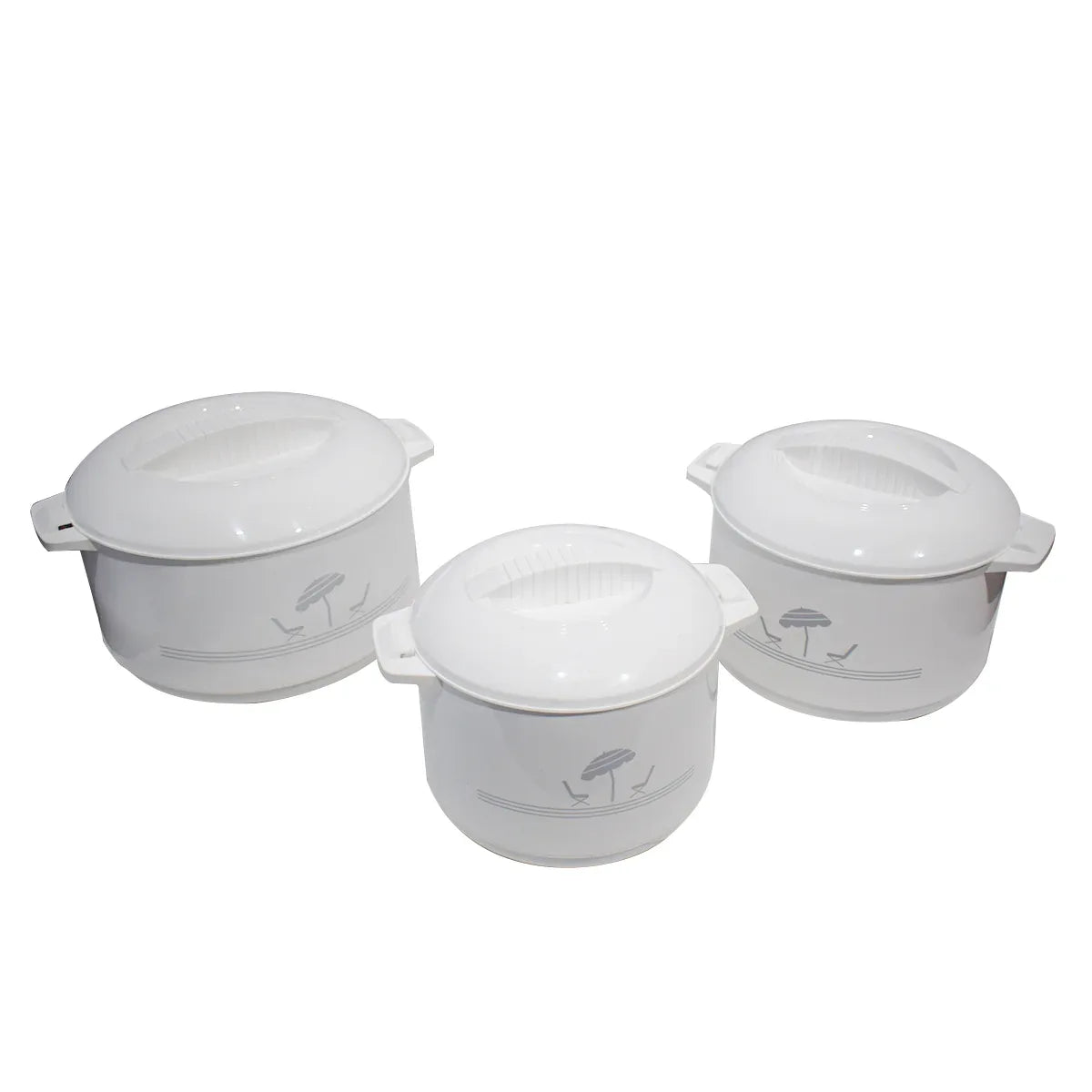 Caserola termica, set 3 piese, interior din inox, Naimeed D4792, Alb