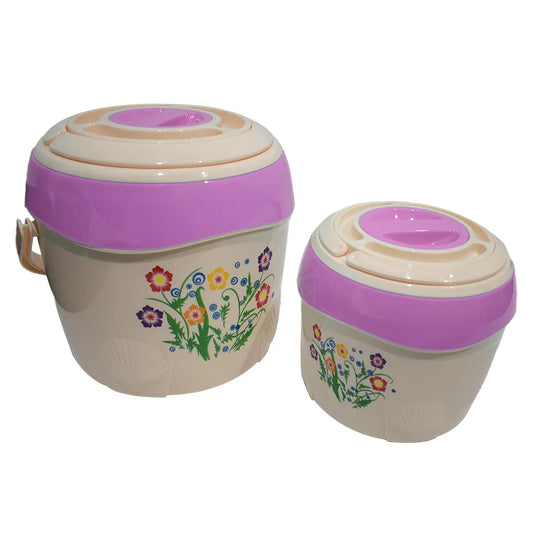 Caserola termica, set 2 piese, interior din inox, Naimeed D4793, Roz