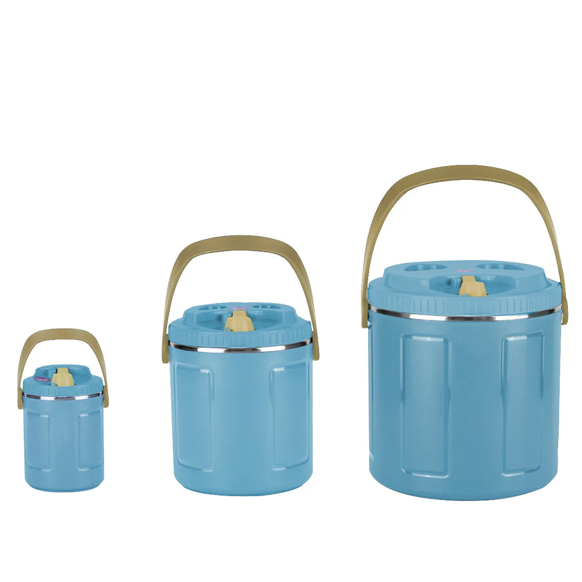 Caserola termica, set 3 piese, cu interior din inox, Naimeed D4803, Albastru