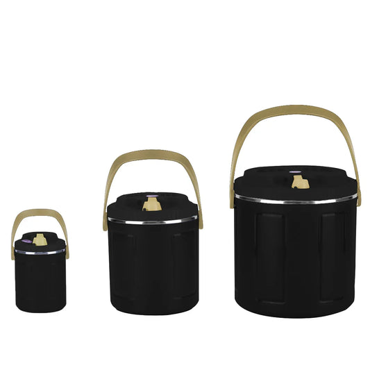 Caserola termica, set 3 piese, cu interior din inox, Naimeed D4803, Negru