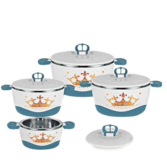 Caserola termica, set 4 piese, cu interior din inox, Naimeed D4815, Turcoaz