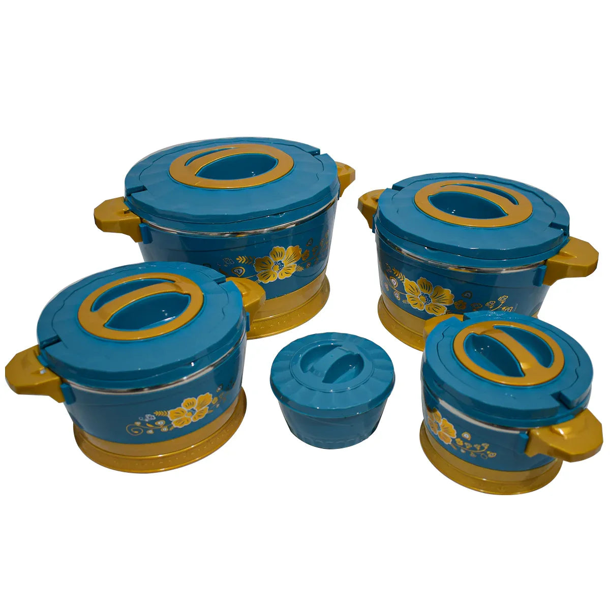 Caserola termica, set 5 piese, cu interior din inox, Naimeed D4818, Albastru