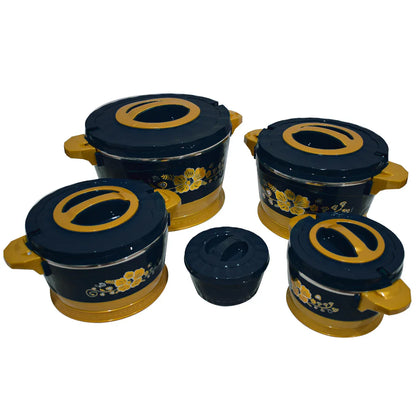 Caserola termica, set 5 piese, cu interior din inox, Naimeed D4818, Negru
