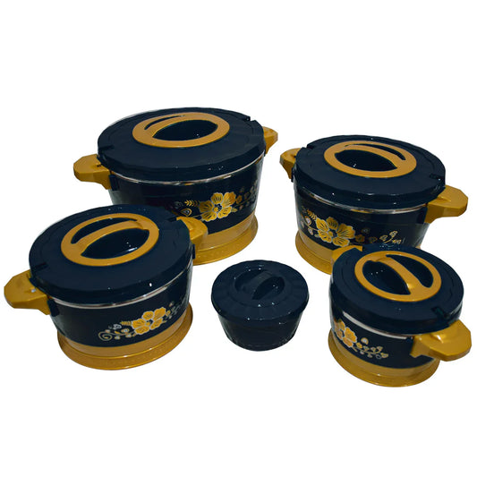 Caserola termica, set 5 piese, cu interior din inox, Naimeed D4818, Negru