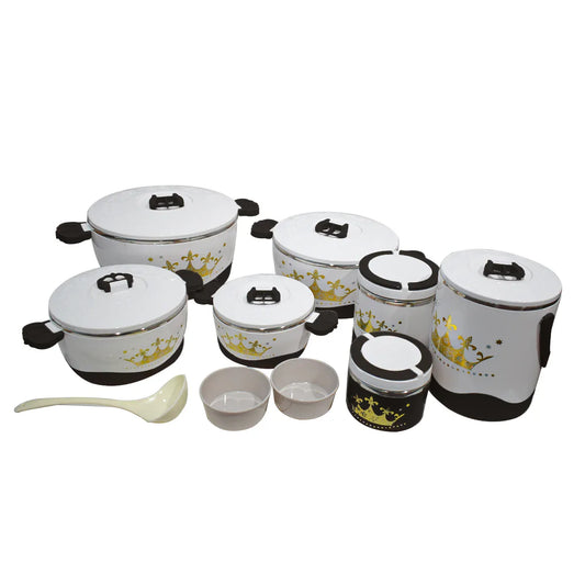 Caserola termica, set 7 piese, cu interior din inox, Naimeed D4820, Negru