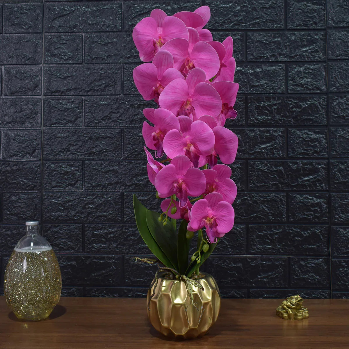 Orhidee cu aspect natural in ghiveci ceramic, 60 cm, Naimeed D4854, Roz