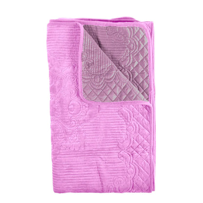 Cuvertura Canapea, Naimeed D4889L, 70x240cm, poliester, pufoasa, matlasata, Roz