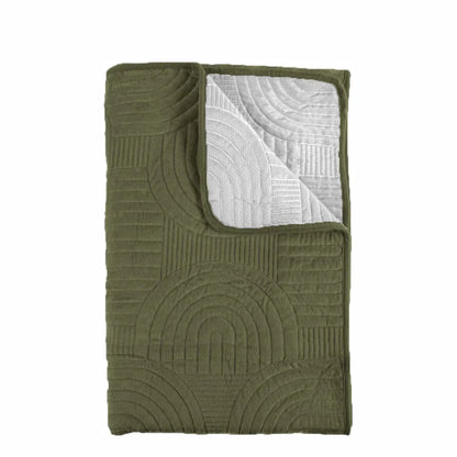 Cuvertura Canapea, Naimeed D4899M, 70x210cm, poliester, pufoasa, matlasata, Verde Inchis