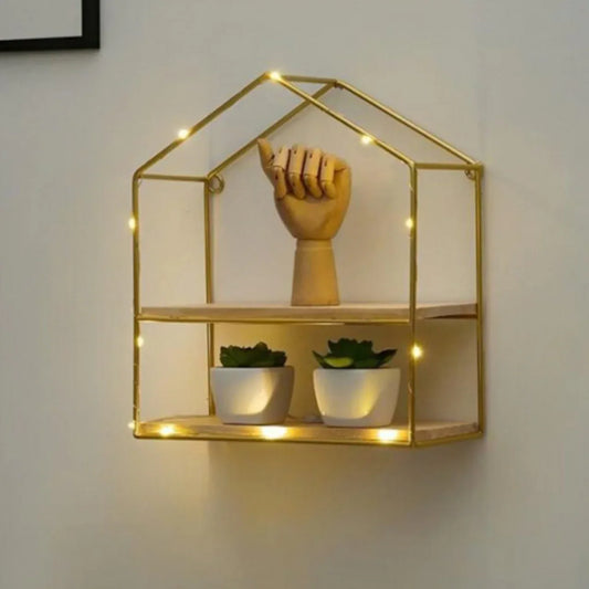 Etajera Suspendata, Luminite Led, Auriu, Naimeed D49, 28x25.5x10.5cm