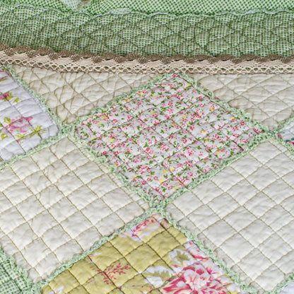 Cuvertura Canapea, Naimeed D4904S, 70x150cm, poliester, pufoasa, matlasata,cu model floral Verde Deschis