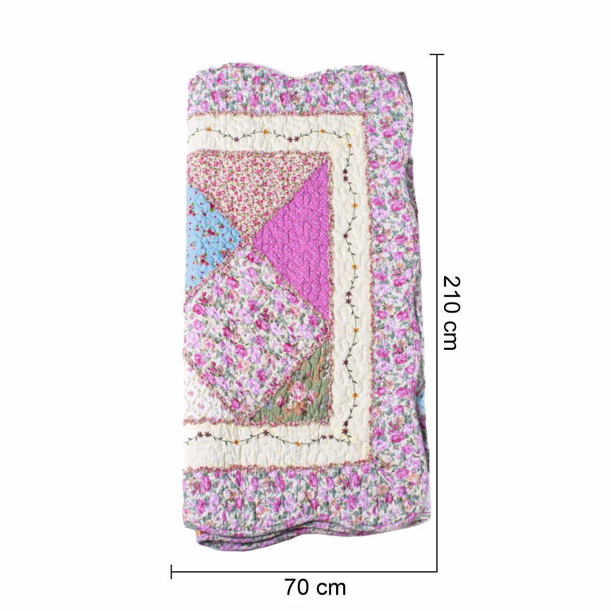 Cuvertura Canapea, Naimeed D4905M, 70x210cm, poliester, pufoasa, matlasata,cu model floral Roz