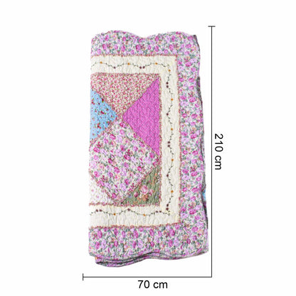 Cuvertura Canapea, Naimeed D4905M, 70x210cm, poliester, pufoasa, matlasata,cu model floral Roz