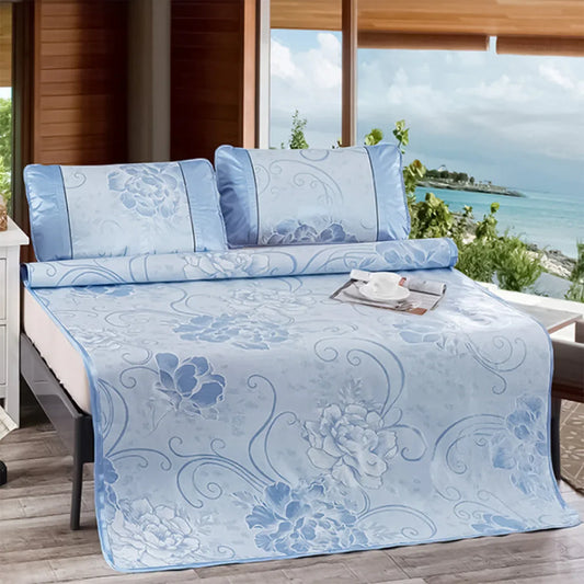 Set lenjerie pat dublu, latime 180cm, Naimeed D4912, Albastru