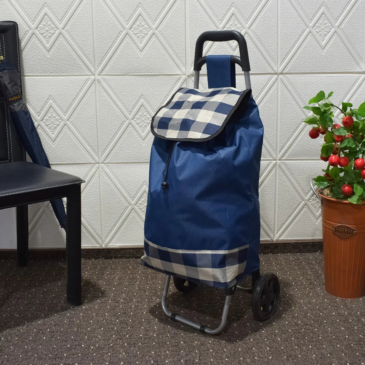 Carucior de piata pliabil, Naimeed D4941, 2 roti, 37 L, Albastru