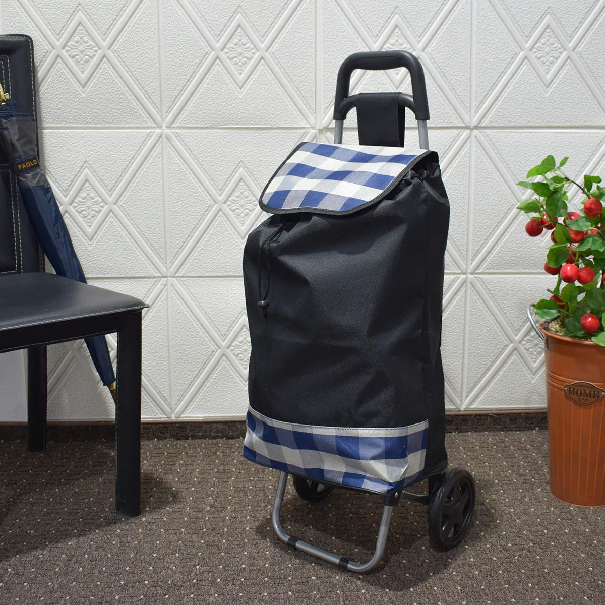 Carucior de piata pliabil, Naimeed D4941, 2 roti, 37 L, Negru