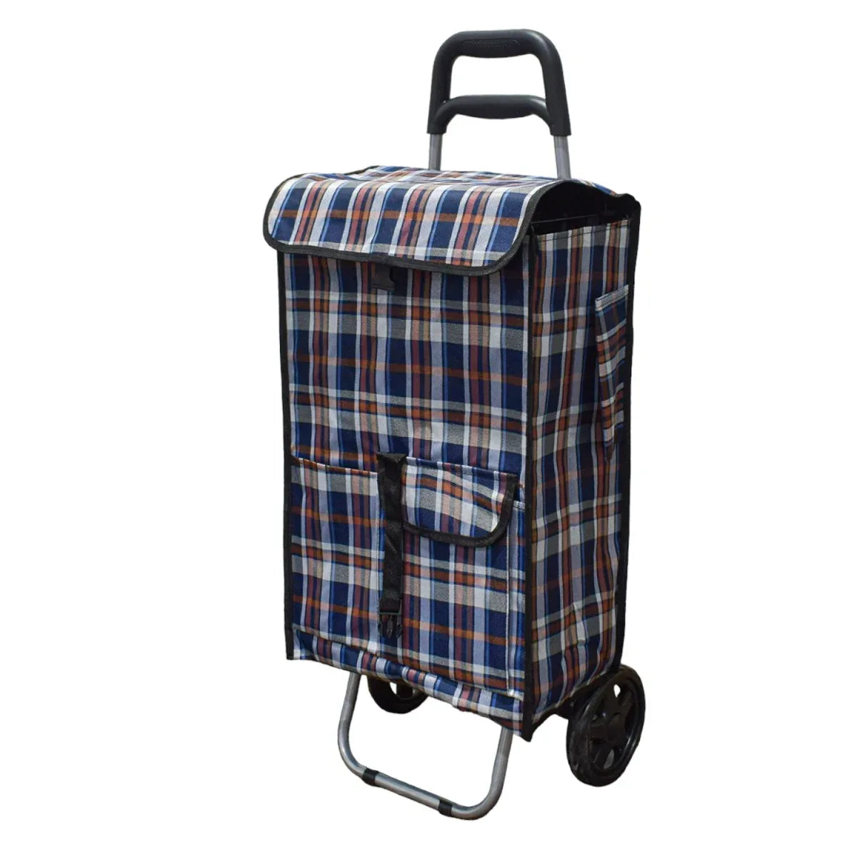 Carucior de piata pliabil, Naimeed D4945, 2 roti, 43 L, Albastru/Alb