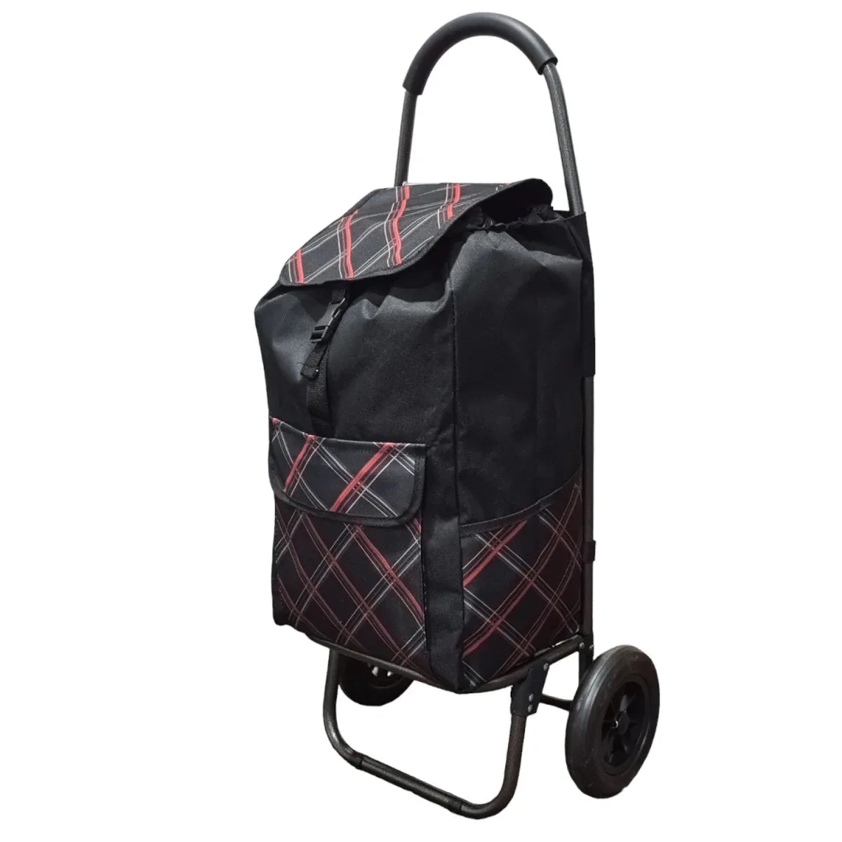Carucior de piata pliabil, Naimeed D4947, 2 roti, 49 L, Negru/Rosu