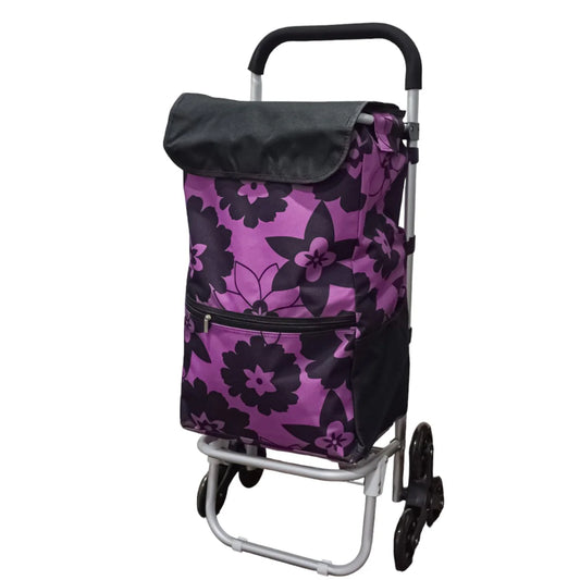 Carucior de piata pliabil, cadru din aluminiu, roti din silicon, Naimeed D4950, 6 roti, 49 L, Roz