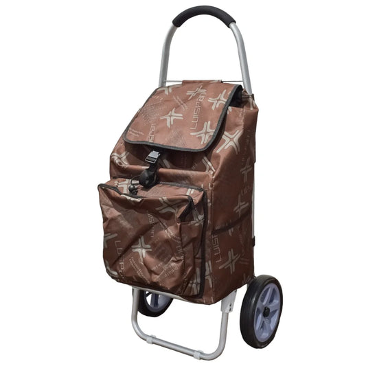 Carucior de piata pliabil, cadru din aluminiu, Naimeed D4951, 2 roti, 49 L, Maro