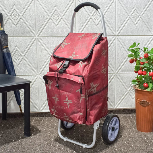 Carucior de piata pliabil, cadru din aluminiu, Naimeed D4951, 2 roti, 49 L, Rosu