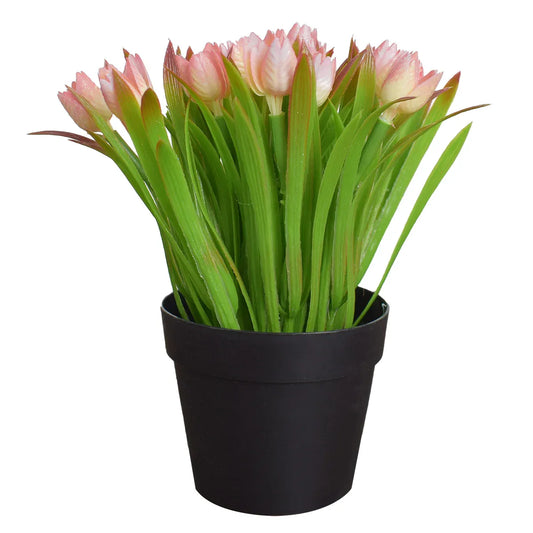 Aranjament floral artificial, in ghiveci, Naimeed D4953, Roz