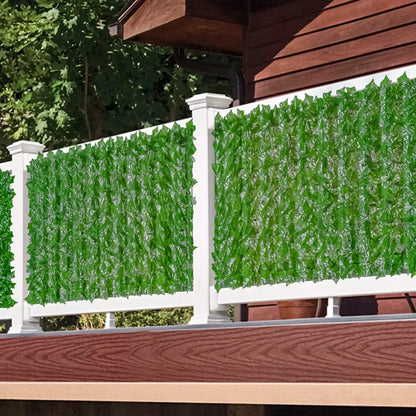 Set 2 role din frunze artificiale, Naimeed D4960SET2 iedera, pentru efect de gard viu, exterior si interior, special pentru crearea unui spatiu intim, cu rezistenta la apa si la razele UV, paravan pentru balcon, terasa si gard, Verde Deschis