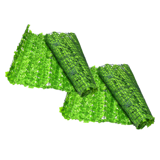 Set 2 role din frunze artificiale, Naimeed D4960SET2 iedera, pentru efect de gard viu, exterior si interior, special pentru crearea unui spatiu intim, cu rezistenta la apa si la razele UV, paravan pentru balcon, terasa si gard, Verde Deschis