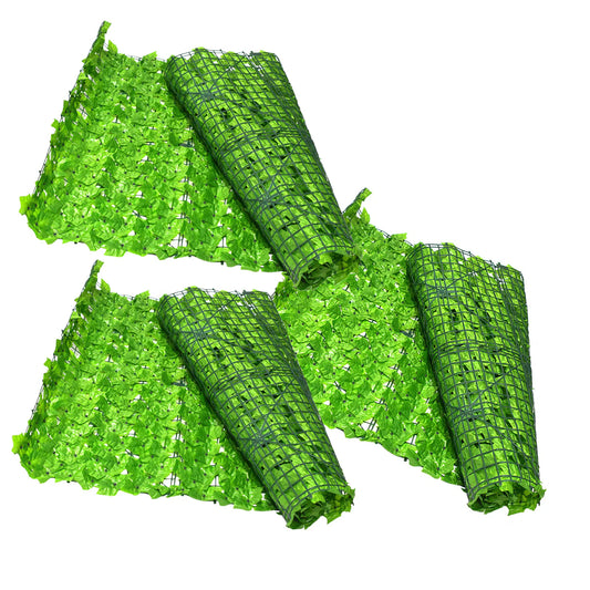 Set 3 role din frunze artificiale, Naimeed D4960SET3 iedera, pentru efect de gard viu, exterior si interior, special pentru crearea unui spatiu intim, cu rezistenta la apa si la razele UV, paravan pentru balcon, terasa si gard, Verde Deschis