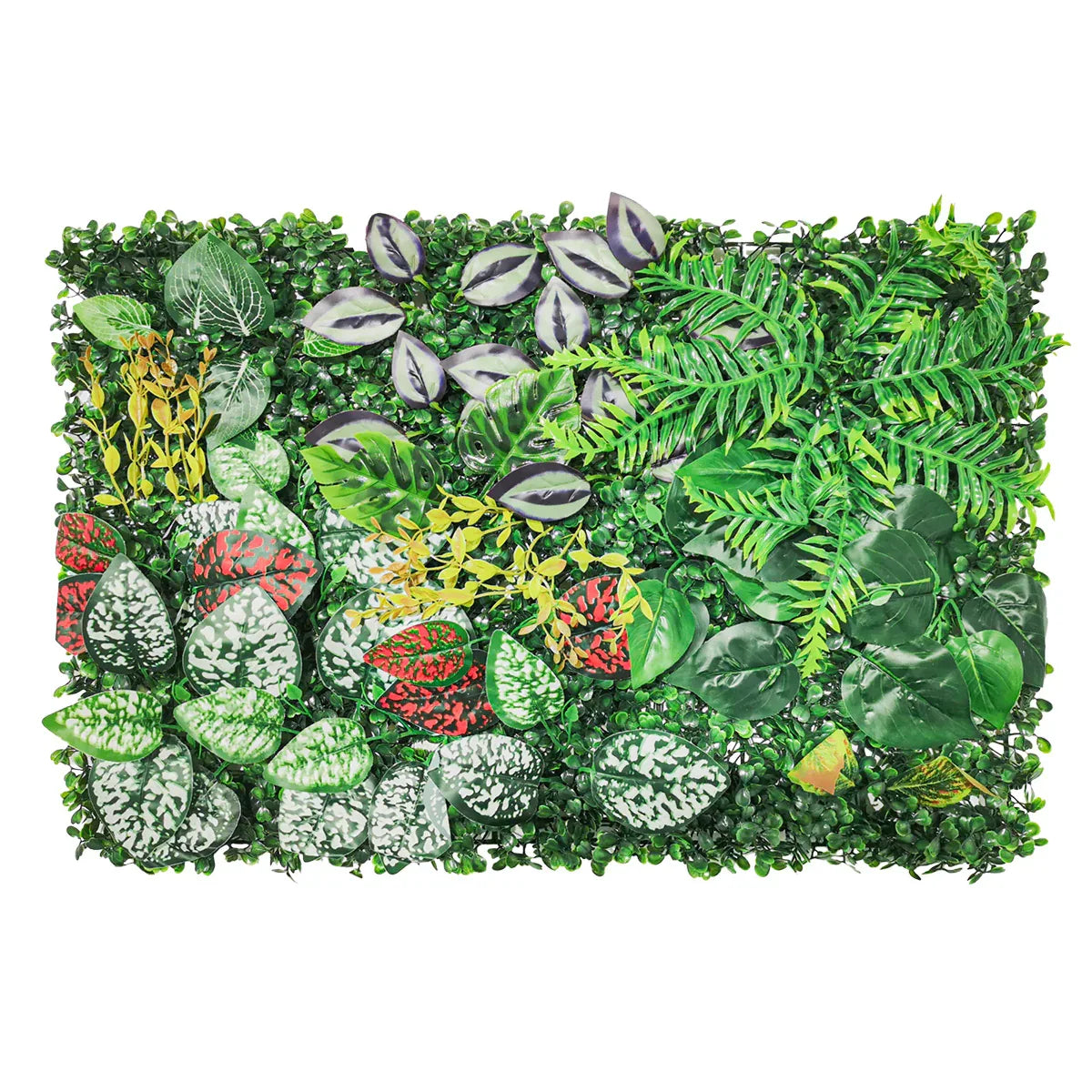 Panou verde din plante artificiale, cu frunze rosii, Naimeed D4981