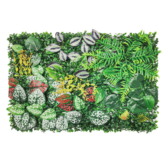 Panou verde din plante artificiale, cu frunze rosii, Naimeed D4981