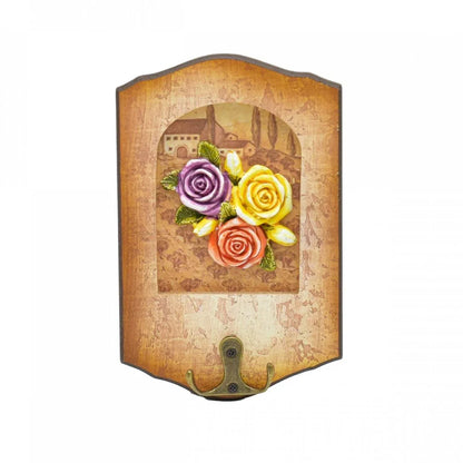 Cuier decorativ cu carlig dublu, Naimeed D50-10, 11x17x0.8 cm, Maro