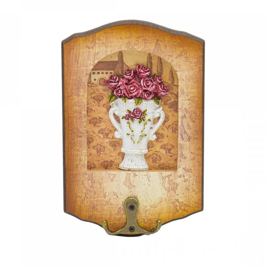 Cuier decorativ cu carlig dublu, Naimeed D50-2, 11x17x0.8 cm, Maro