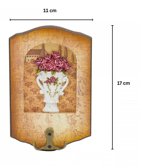 Cuier decorativ cu carlig dublu, Naimeed D50-2, 11x17x0.8 cm, Maro