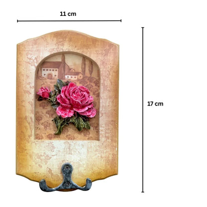 Cuier decorativ cu carlig dublu, Naimeed D50-3, 11x17x0.8 cm, Maro