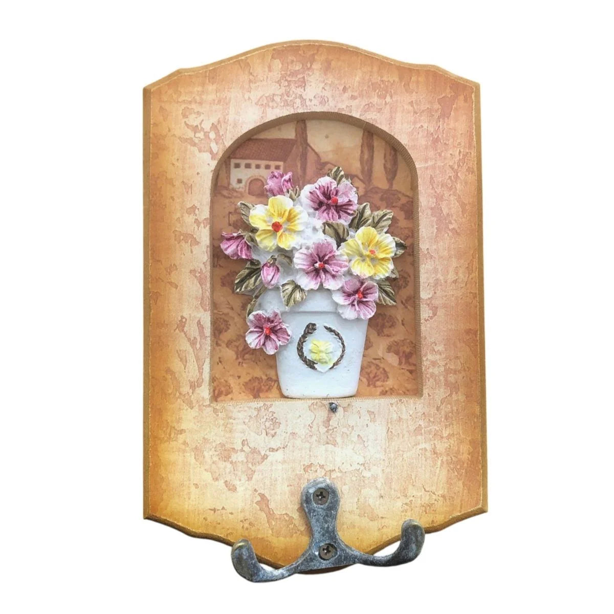 Cuier decorativ cu carlig dublu, Naimeed D50-5, 11x17x0.8 cm, Maro