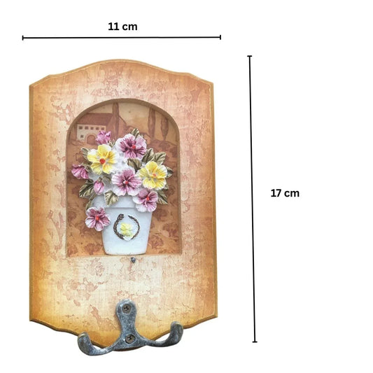 Cuier decorativ cu carlig dublu, Naimeed D50-5, 11x17x0.8 cm, Maro