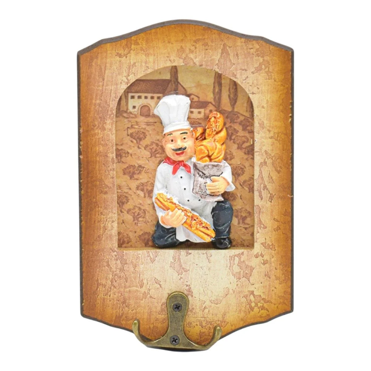 Cuier decorativ cu carlig dublu, Naimeed D50-7, 11x17.5x0.8 cm, Maro