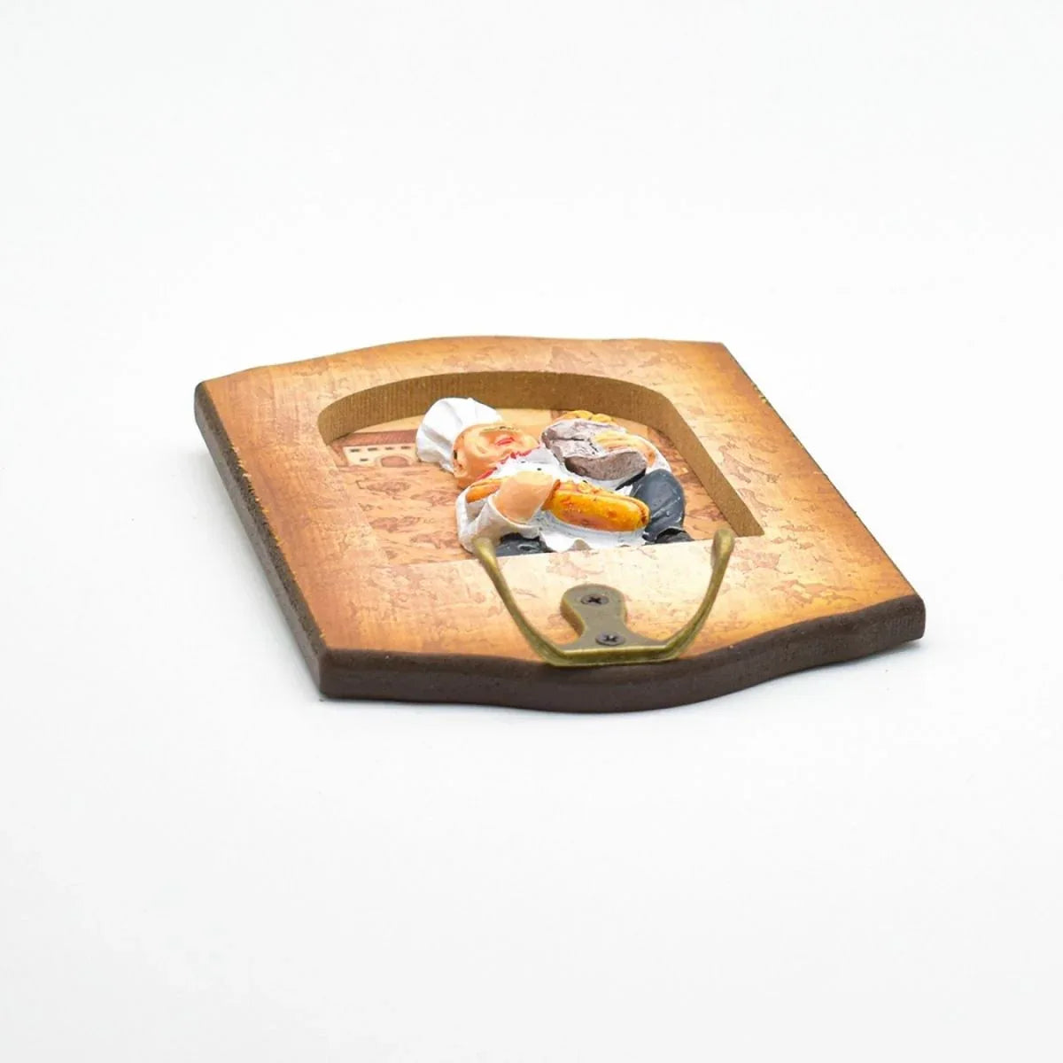 Cuier decorativ cu carlig dublu, Naimeed D50-7, 11x17.5x0.8 cm, Maro