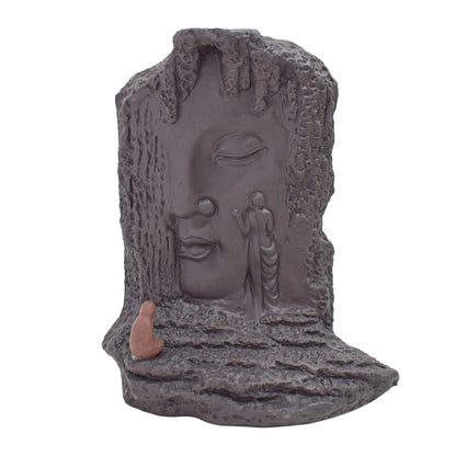 Suport conuri parfumate, Naimeed D5077, cascada de fum, aromaterapie, ceramica, Maro, 14x7x17cm