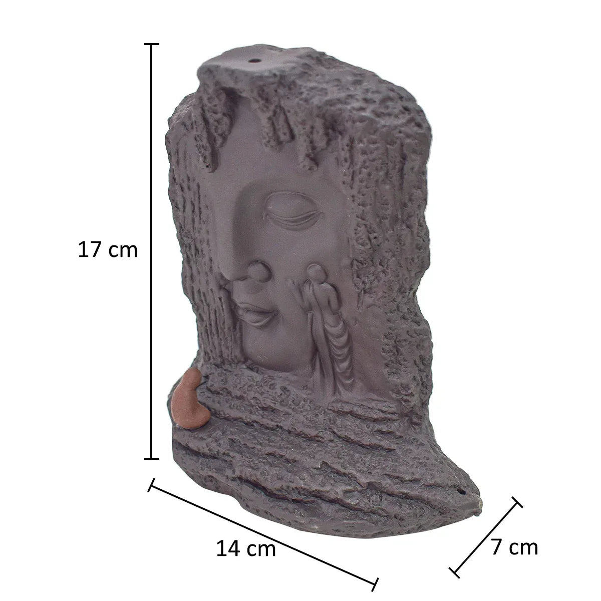 Suport conuri parfumate, Naimeed D5077, cascada de fum, aromaterapie, ceramica, Maro, 14x7x17cm