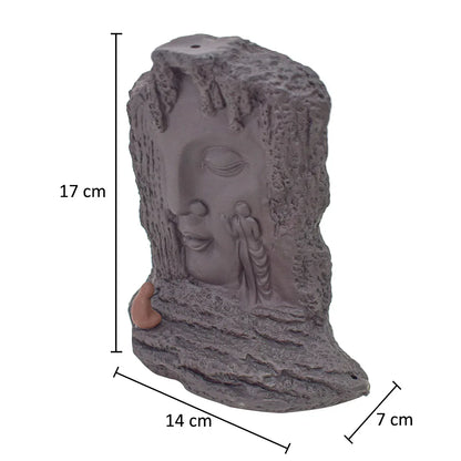 Suport conuri parfumate, Naimeed D5077, cascada de fum, aromaterapie, ceramica, Maro, 14x7x17cm