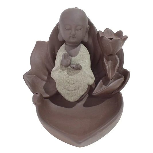 Suport conuri parfumate, Naimeed D5081, cascada de fum, aromaterapie, ceramica, Maro, 10x14x12cm