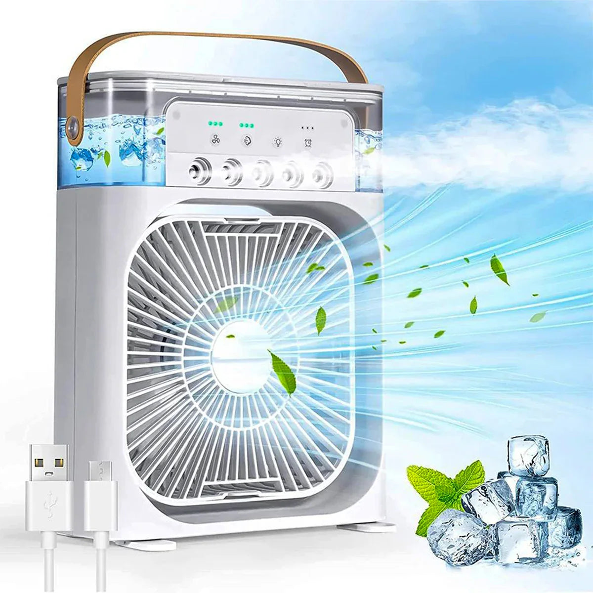 Ventilator, umidificator, Naimeed D5120, alimentare USB, Alb