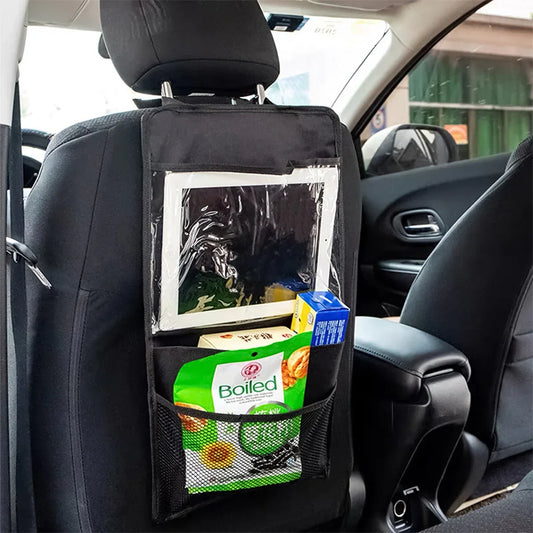 Organizator auto, suport tableta, Naimeed D5147, 3 buzunare, montare pe spatele scaunului, Negru